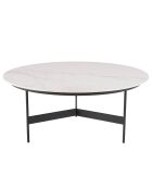 Table basse ronde plateau effet marbre Daly noir/blanc - 78x78 cm